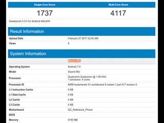 小米MIX搭载安卓7.0系统 现身跑分网站