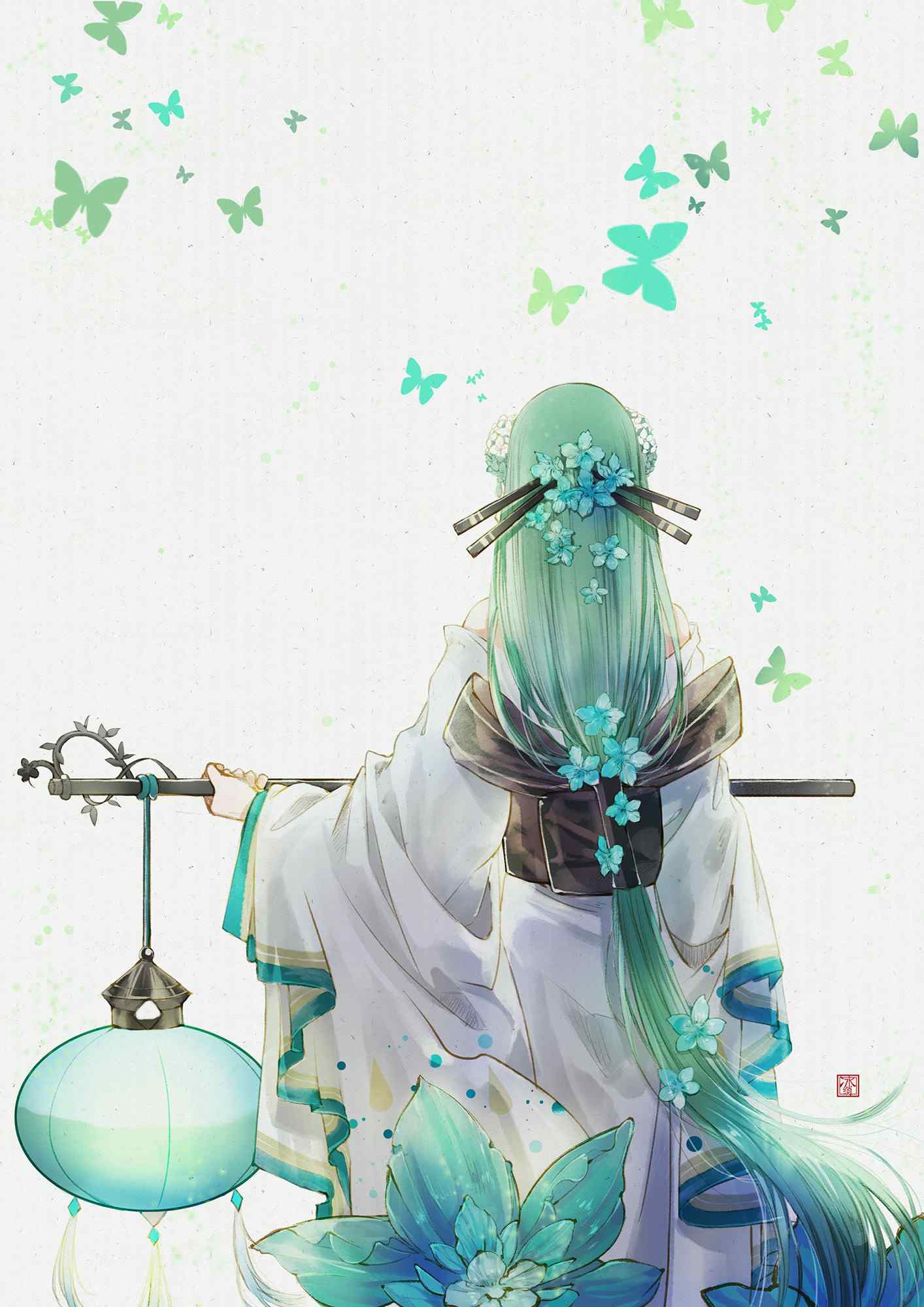 阴阳师青行灯手绘唯美手机壁纸