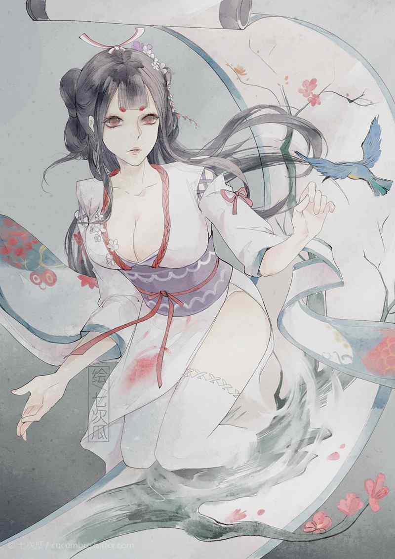 手绘阴阳师花鸟卷手机壁纸