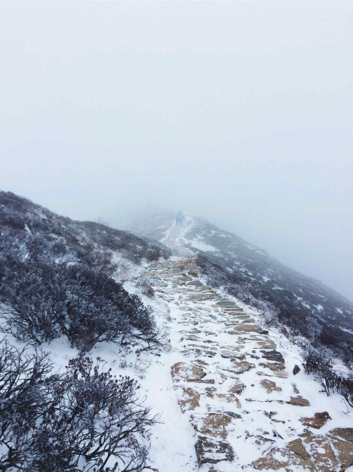 太白山雪中山道手机壁纸