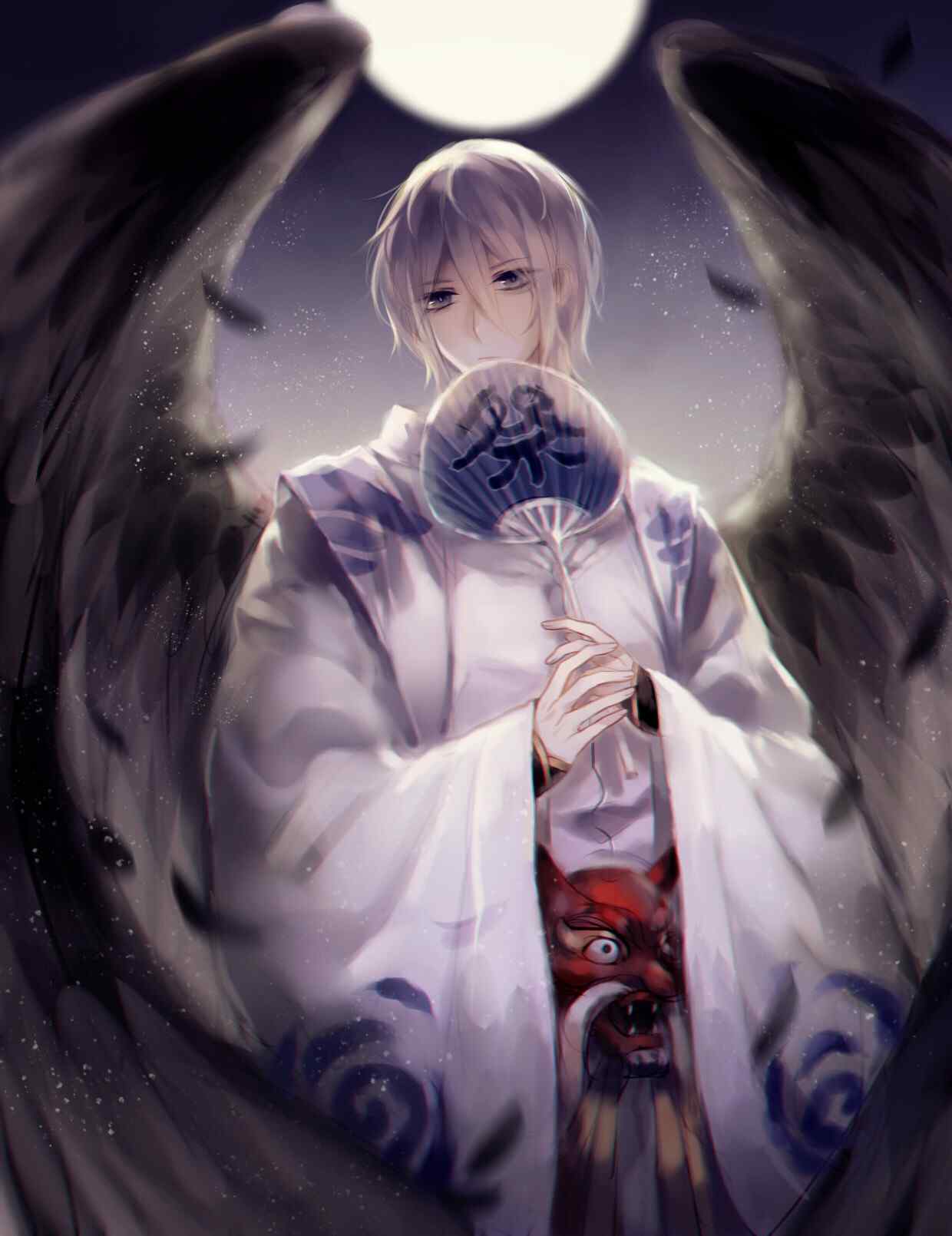 阴阳师式神之月下唯美的大天狗手机壁纸