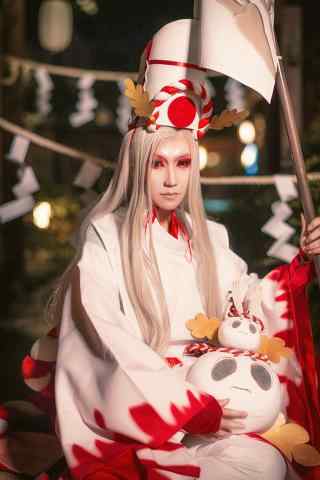 阴阳师鬼使白帅气cosplay手机壁纸