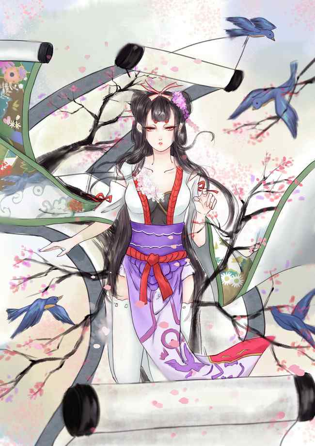 唯美阴阳师花鸟卷手机壁纸