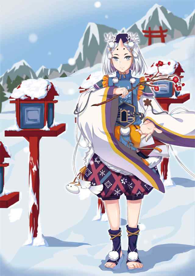 阴阳师雪童子手绘手机锁屏