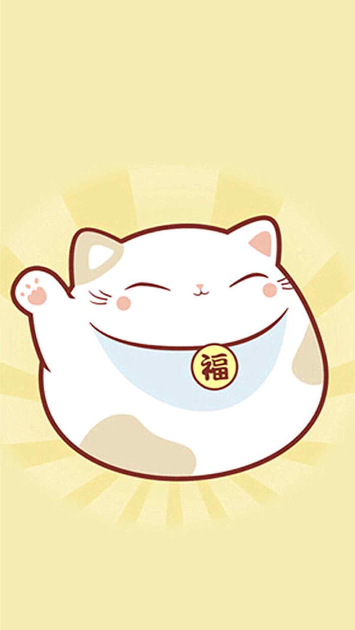 胖乎乎招财猫可爱图片手机壁纸