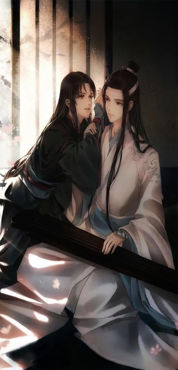 魔道祖师蓝忘机魏无羡同人手绘高清手机壁纸