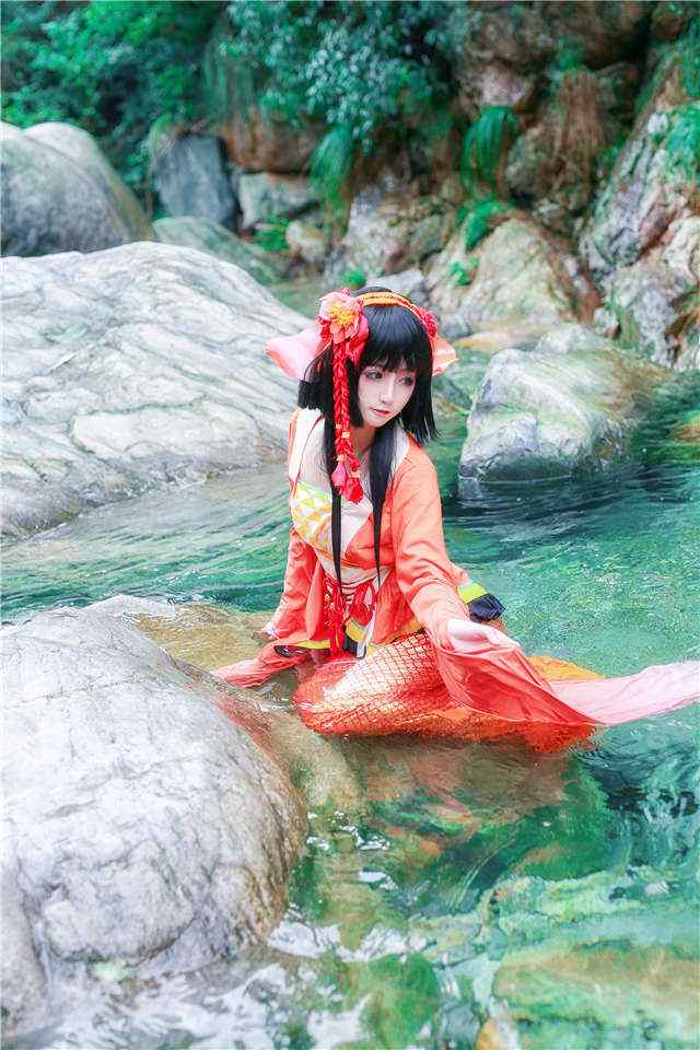 可爱的阴阳师鲤鱼精cosplay手机壁纸