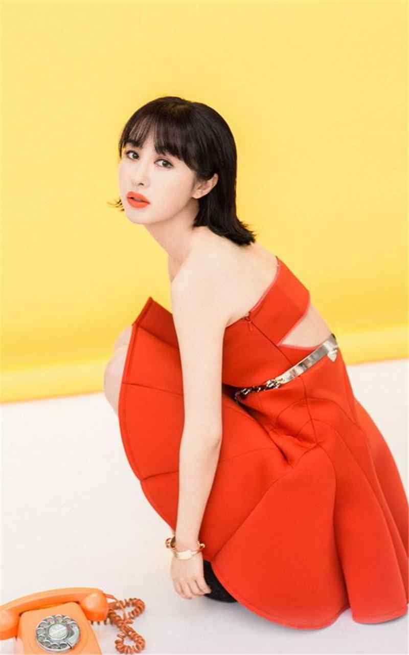 李菲儿红色裙子写真手机壁纸