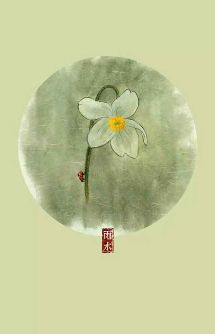 雨水节气-水仙花水墨画图片手机壁纸