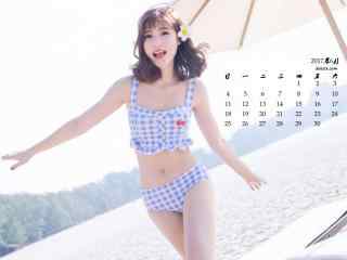 2017年6月日历可爱泳装美女高清壁纸