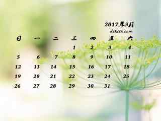 2017年3月日历淡雅护眼图片壁纸