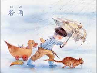 2017年谷雨节气插画图片