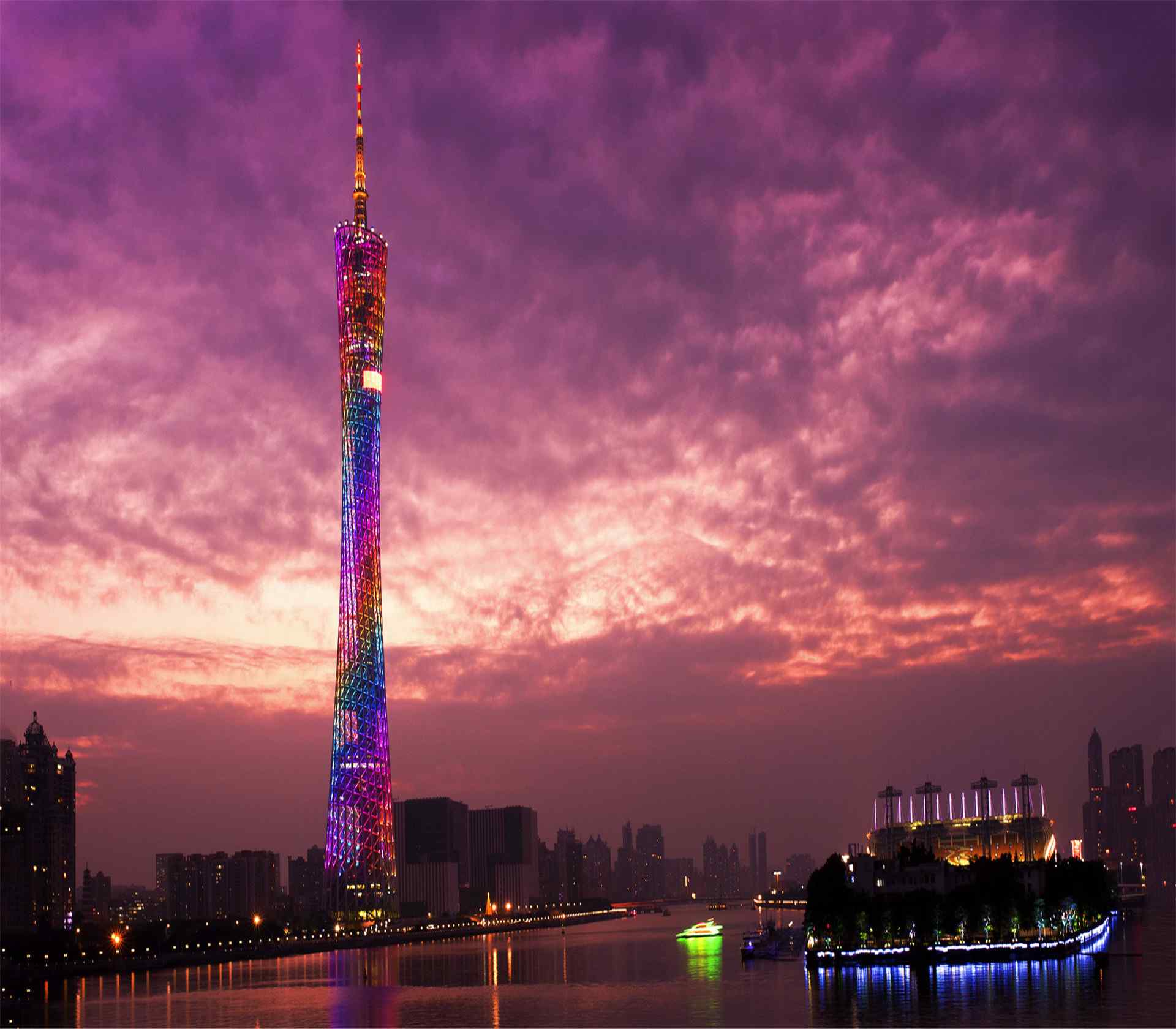 广州塔小蛮腰夜景风景图片电脑桌面壁纸下载