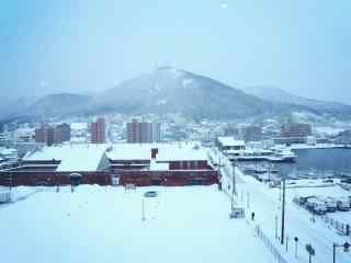 函馆朝市雪景北海道风光桌面壁纸