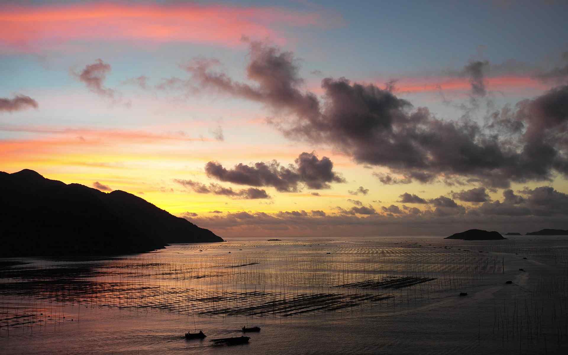 最美的滩涂霞浦海上日出风光桌面壁纸