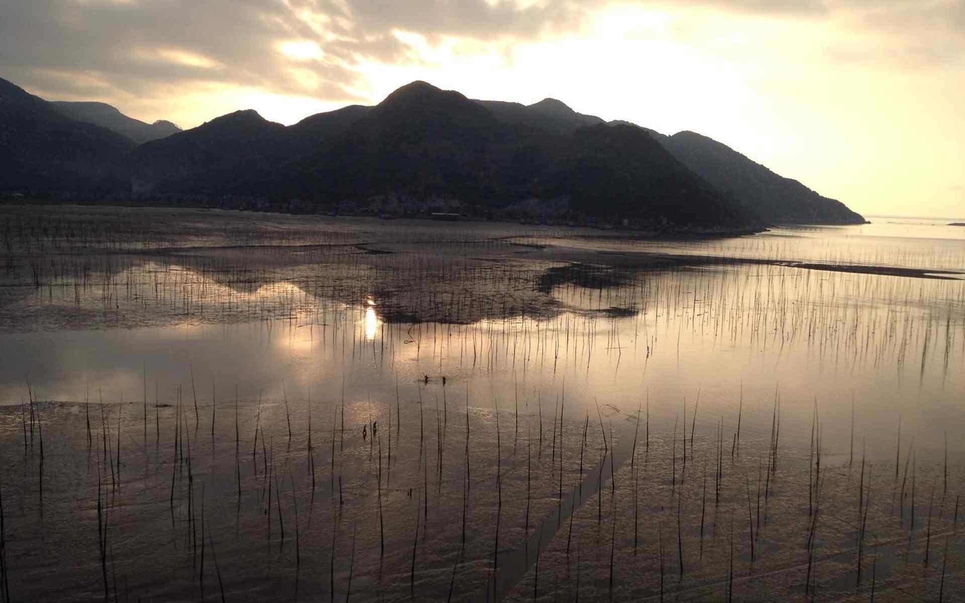 福建霞浦最美的滩涂日出风光桌面壁纸