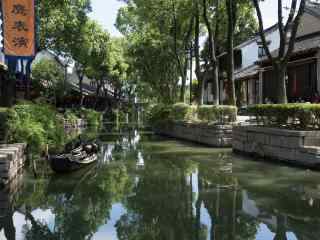 悠悠河水绿色水乡甪直古镇风景壁纸