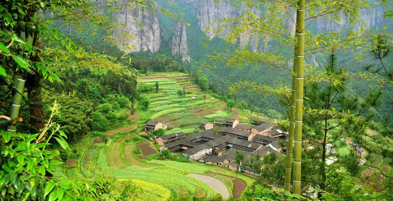 世外桃源仙居公盂村雨后清新风景桌面壁纸