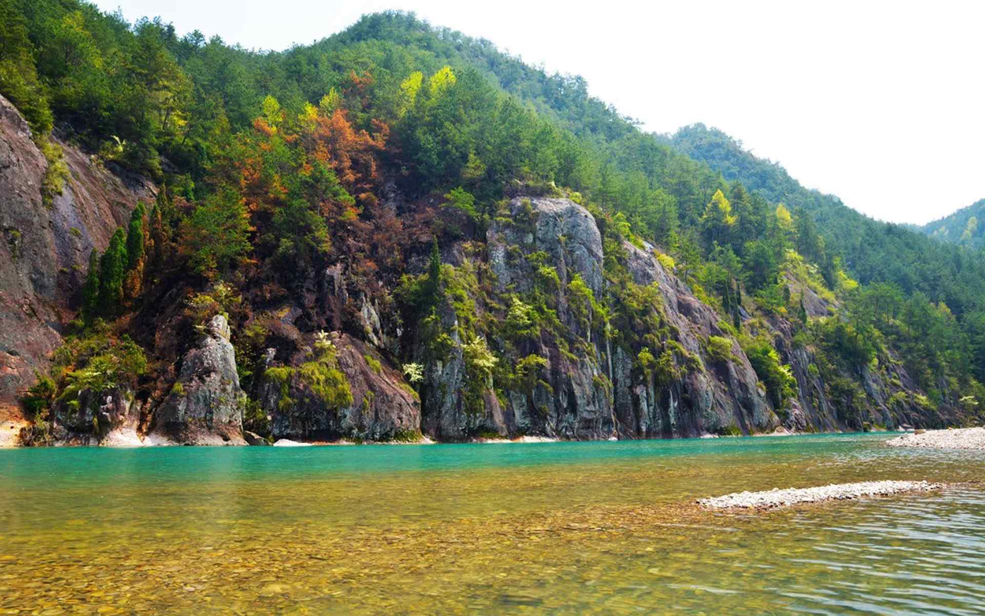 仙居公盂美丽的山川溪流桌面壁纸