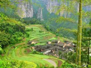 世外桃源仙居公盂村雨后清新风景桌面壁纸