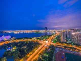 现代都市苏州新城夜景风景壁纸