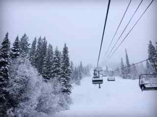 灰色的世界冰天雪地的滑雪场桌面壁纸