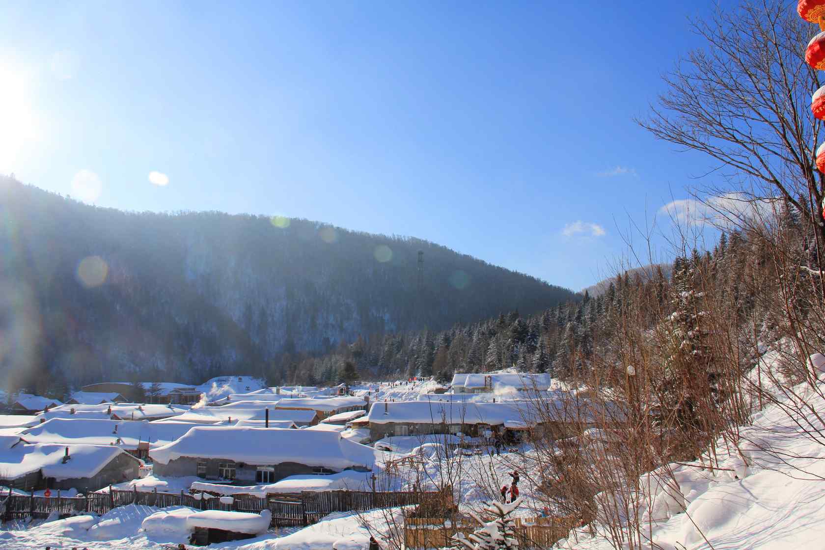 长白山山村雪景图片壁纸下载