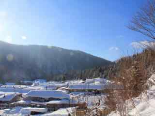 长白山山村雪景图片壁纸下载