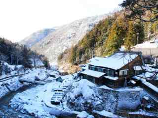 日本雪景唯美风景图片桌面壁纸