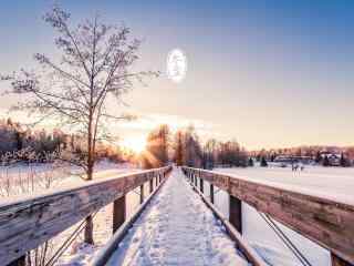 冬至日美丽雪景图片桌面壁纸