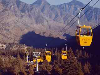 贺兰山小清新索道缆车风光图片