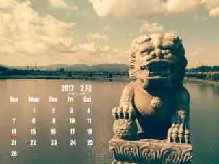 2017年2月日历卢沟桥风景壁纸