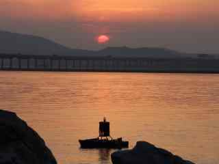 夕阳下的鄱阳湖风景壁纸