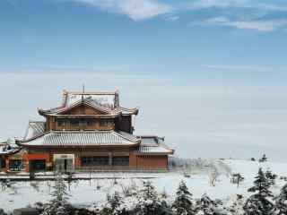 冬日峨眉山山顶雪景桌面壁纸