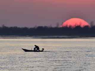 夕阳与黄河风景壁纸