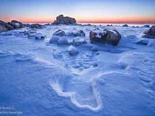 大雪覆盖在了北戴河沙滩桌面壁纸