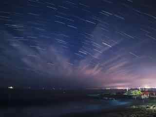 唯美北戴河夜晚的星空桌面壁纸