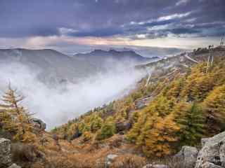 雾灵山秋天雾景桌面壁纸