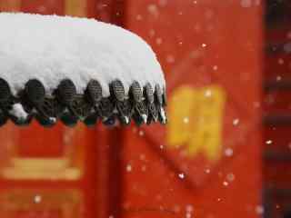 故宫唯美大雪纷飞的雪景桌面壁纸