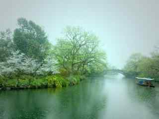 烟雨江南春日风景图片壁纸