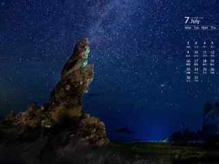 2018年7月日历壁纸荒野星空风景壁纸