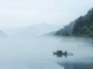 朦胧江上风光山水风景壁纸